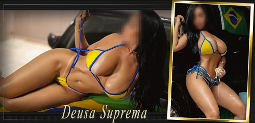 Imagem da modelo virtual Deusa Suprema em destaque na seção Videochamada do Mês do Coelhinhas do Brasil.